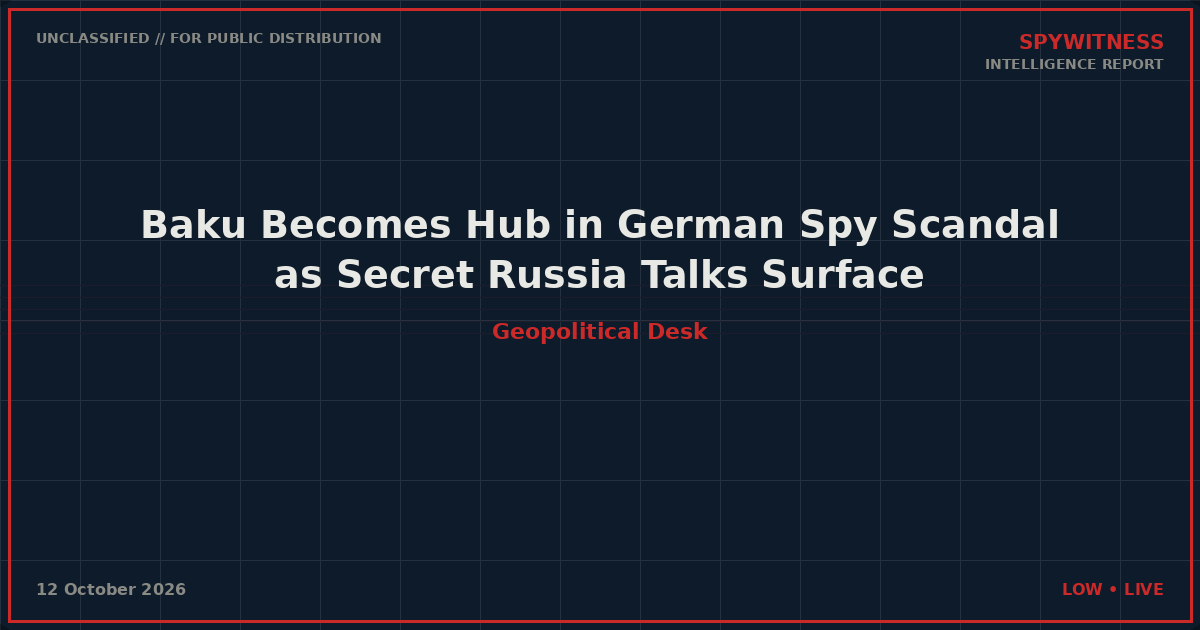 Baku Becomes Hub in German Spy Scandal as Secret Russia Talks Surface